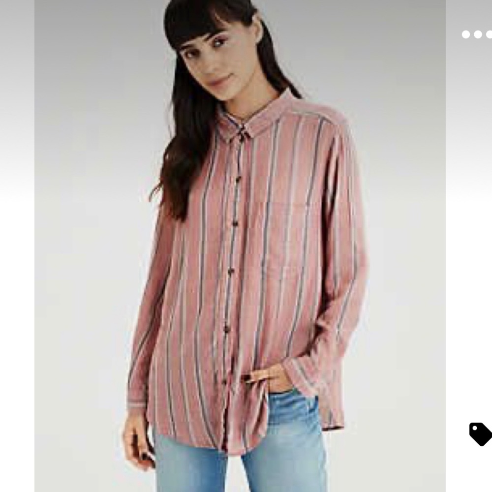 Stripped button up shirt in pink and blue